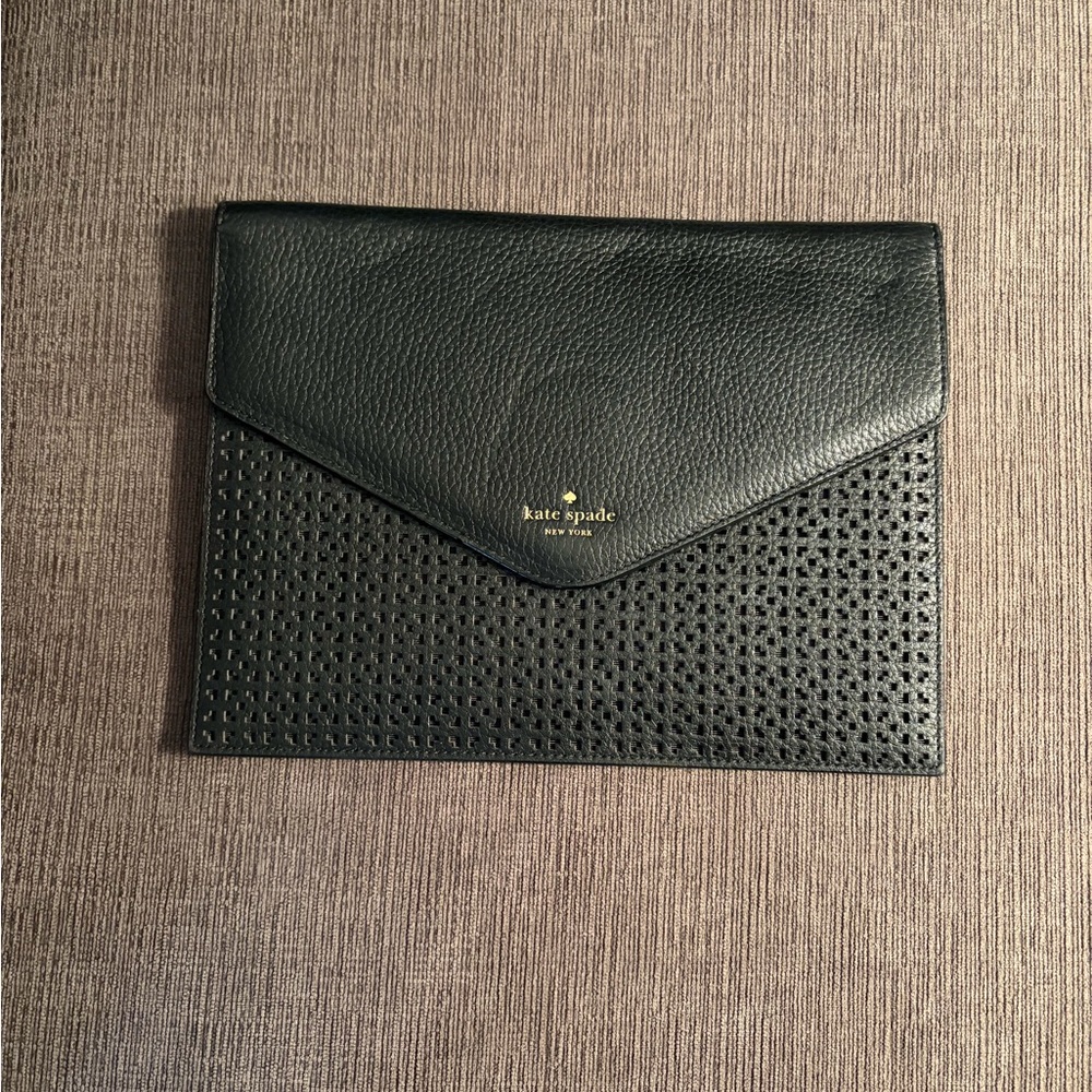 Kate Spade Black Leather Envelope Clutch
